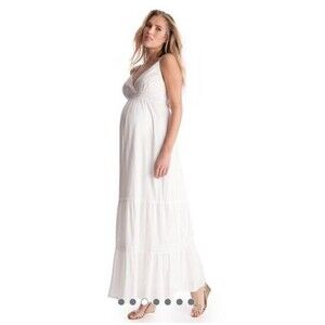 Seraphine White Dress SZ 8 LONG 56' 100% COTTON.